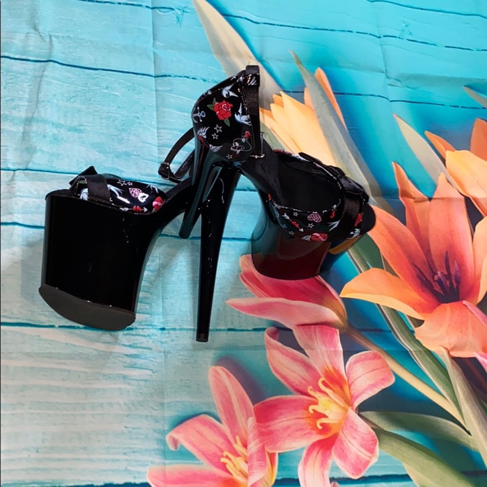 Pleaser Flamingo Tattoo  Ankle Strap Sandals